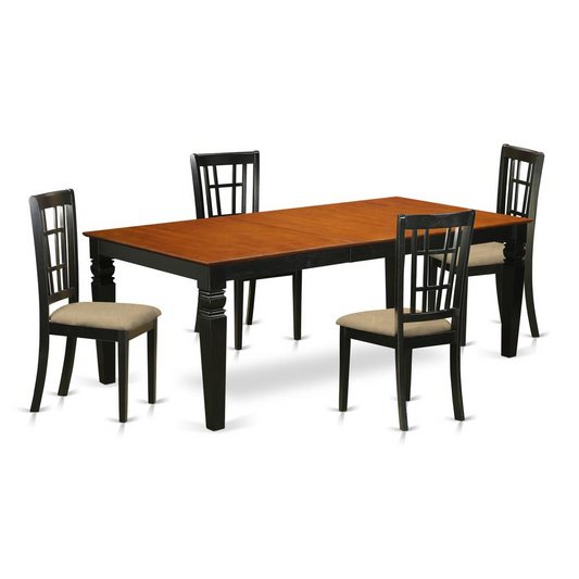 LGNI5-BCH-C 5 Pc Kitchen Tables and Chair Set - Black and Cherry - Navarrete Furniture