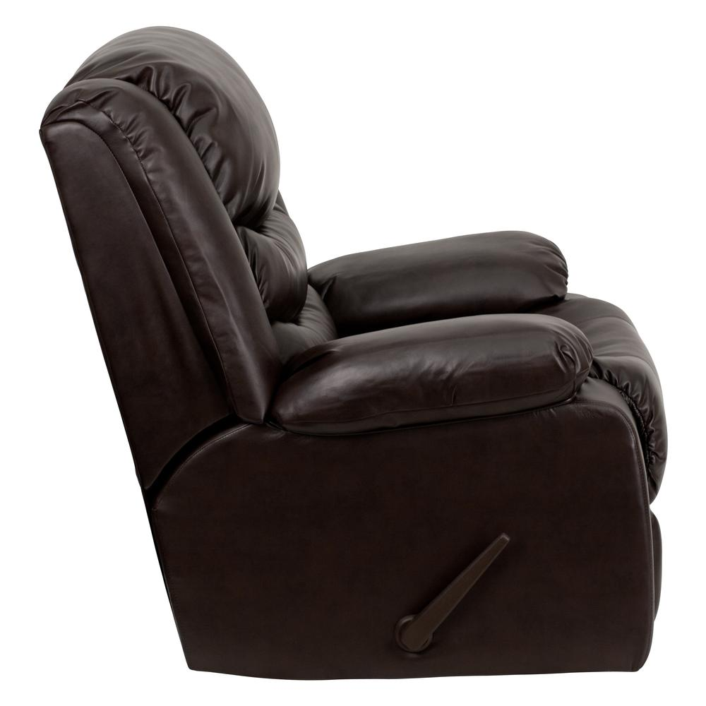 Plush Brown LeatherSoft Lever Rocker Recliner with Padded Arms - Ultimate Comfort and Style