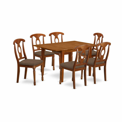 MLNA7-SBR-C 7 Pc dinette set for small spaces- Tables and 6 Kitchen Dining Chairs - Navarrete Furniture