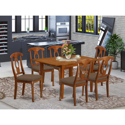 MLNA7-SBR-C 7 Pc dinette set for small spaces- Tables and 6 Kitchen Dining Chairs - Navarrete Furniture