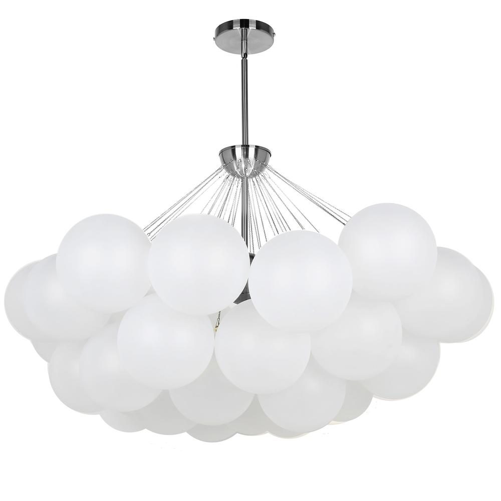 Contemporary Miles Chandelier with Frosted White Glass