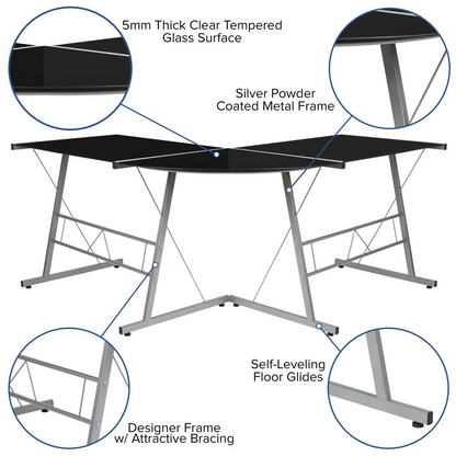 L-Shaped Desk 83.5" Computer Corner Desk, Gaming Corner Desk, Home Office Corner Desk, Gaming Desk, Easy to Assemble, Black