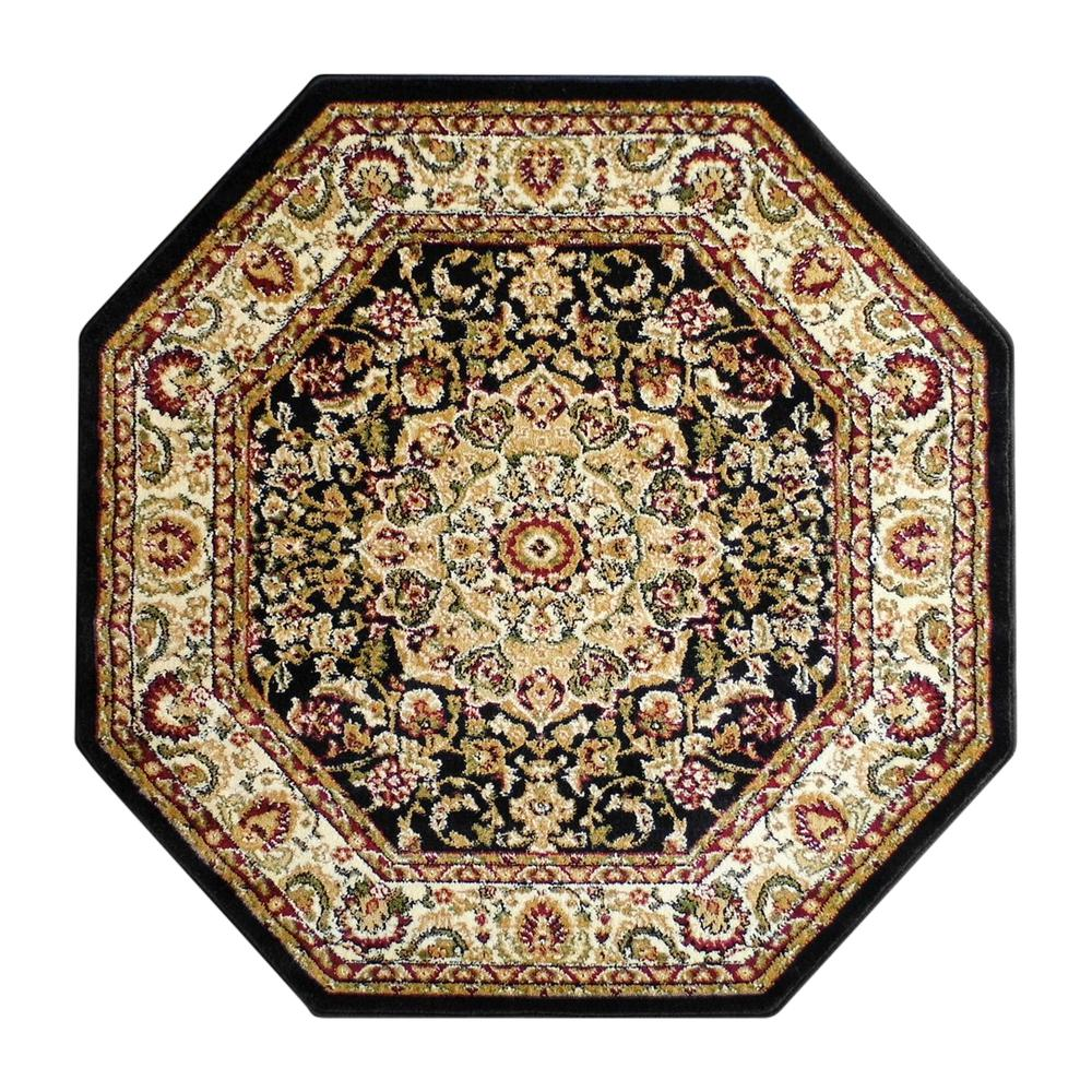 Persian 5x5 Black Octagon Area Rug | Premium Quality Olefin Rug