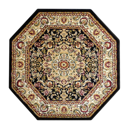 Persian 5x5 Black Octagon Area Rug | Premium Quality Olefin Rug