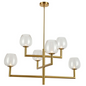 6LT Chandelier, AGB, CLR Glass - Contemporary Linear Design with Vintage Elements