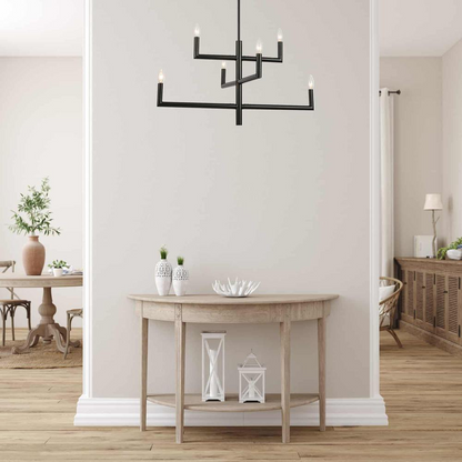 Nora 6LT Chandelier, MB - Contemporary Linear Design for Modern Spaces