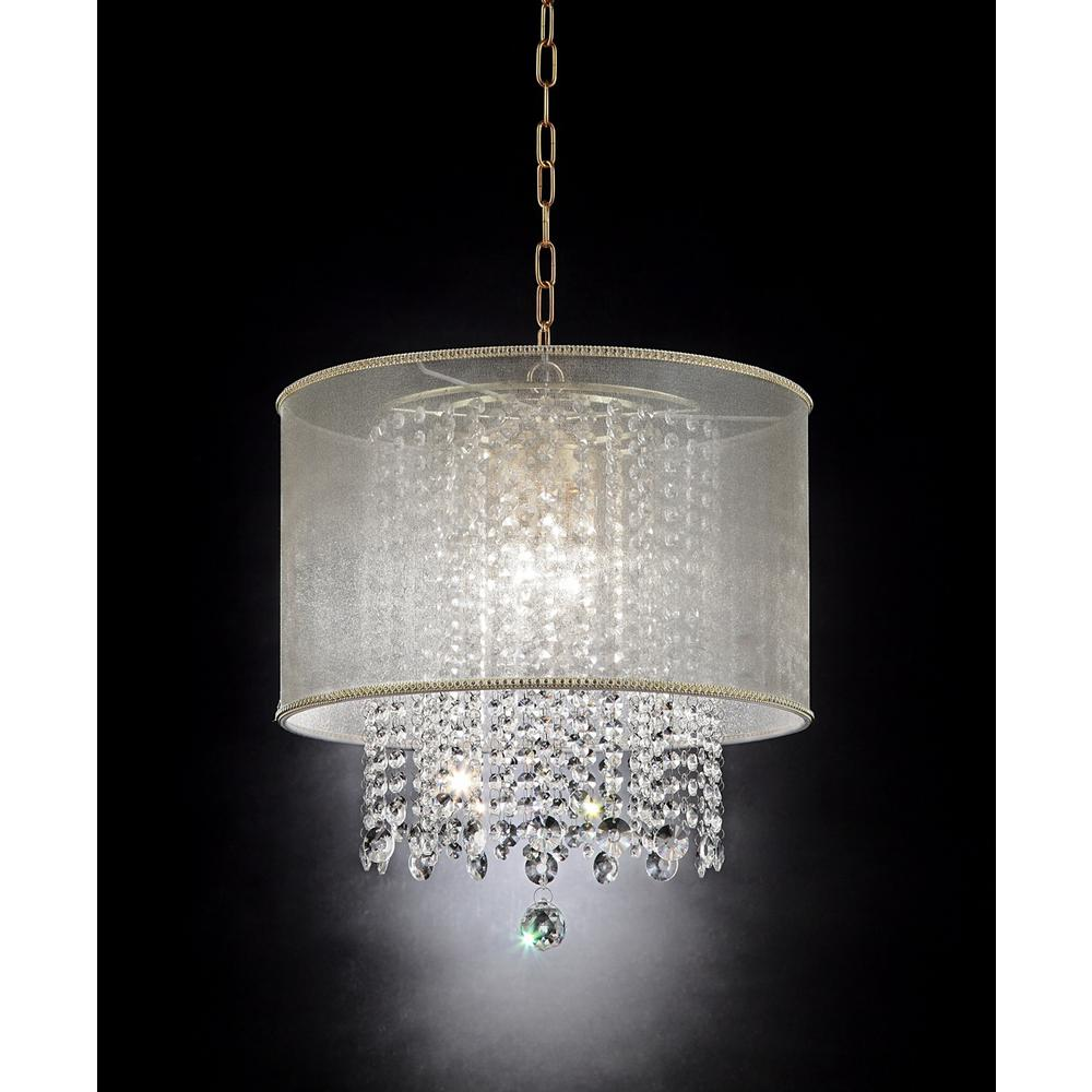 19"H Bhavya Ceiling Lamp - Contemporary Double Layered Shade with Crystal Strands