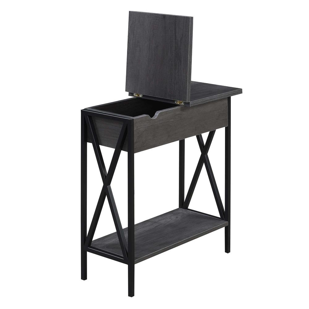 Tucson Flip Top End Table with Charging Station and Shelf