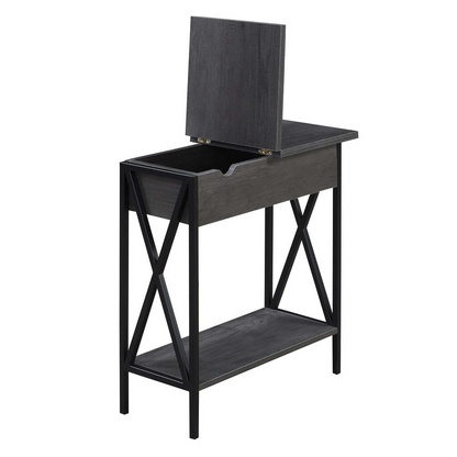Tucson Flip Top End Table with Charging Station and Shelf