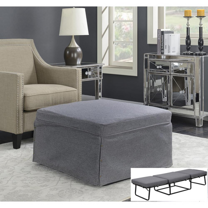 Designs4Comfort Folding Bed Ottoman - Foldable Ottoman that Transforms into a Comfy Bed