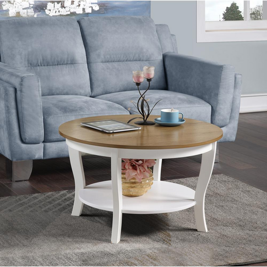 American Heritage Round Coffee Table with Shelf - Classic Design and Spacious Tiers - Navarrete Furniture