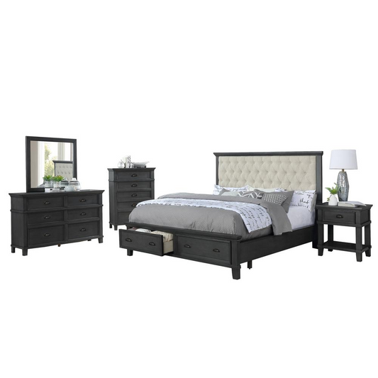 Sandy 5-Piece Bedroom Set with Chest - Queen Size | Elegant Cappuccino