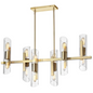 12LT Horiz Chandelier, AGB, Clear Fluted Glass - Elegant Lighting Fixture