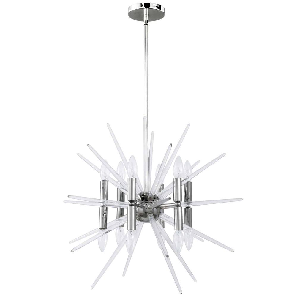 12-Light Incandescent Chandelier, Polished Chrome Finish - Modern Vela Lighting