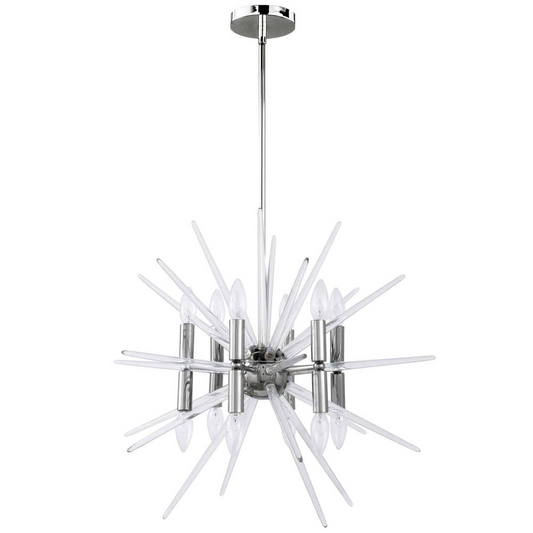 12-Light Incandescent Chandelier, Polished Chrome Finish - Modern Vela Lighting