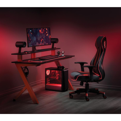 Area51 Battlestation Gaming Desk with Matte Red Legs