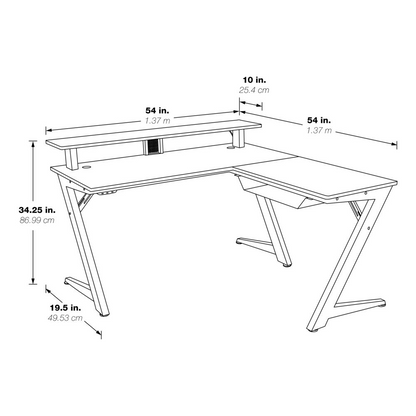 Avatar Battlestation L-Shape Gaming Desk with Carbon Top and Matte Red Legs