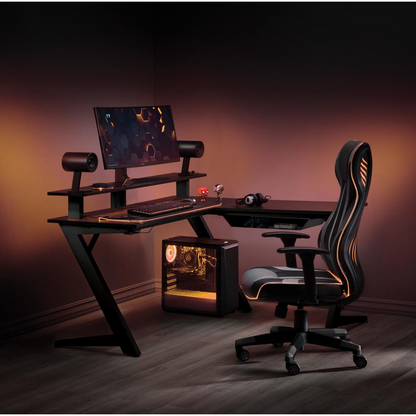 Avatar Battlestation L-Shape Gaming Desk with Carbon Top and Matte Black Legs | Enhance Your Gaming Experience