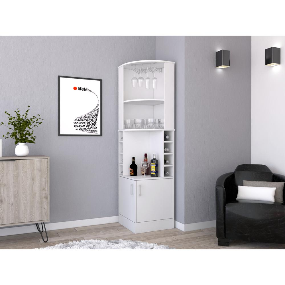 Egina Corner Bar Cabinet - White