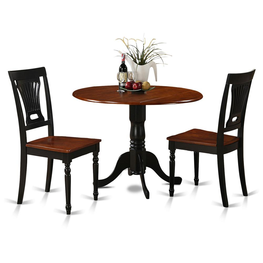 3-Piece Small Kitchen Table and Chairs Set - Round Table and 2 Dinette Chairs | Durable Asian Hardwood Construction