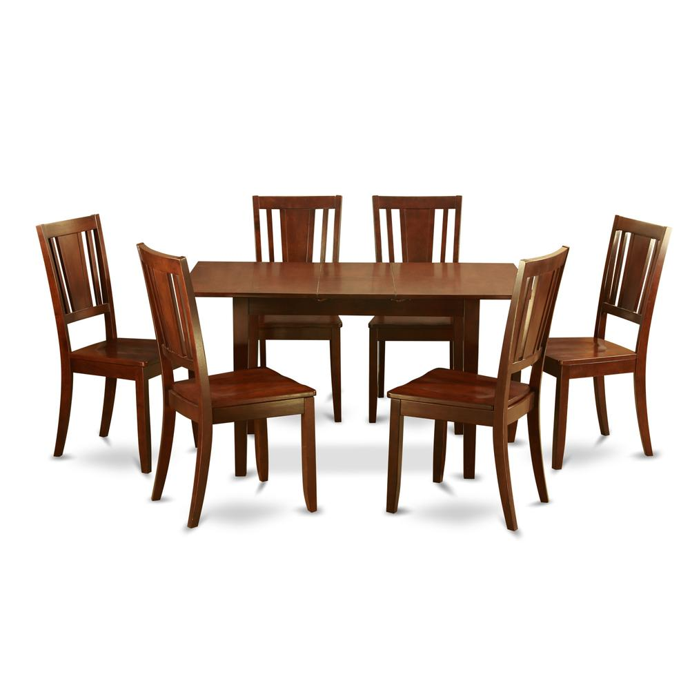 7 Pc Kitchen Dining Tables Set - Table with Leaf and 6 Dining Chairs - Navarrete Furniture