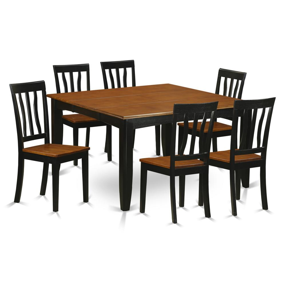 7 Pc Dining Room Set - Dining Table and 6 Wooden Dining Chairs - Navarrete Furniture