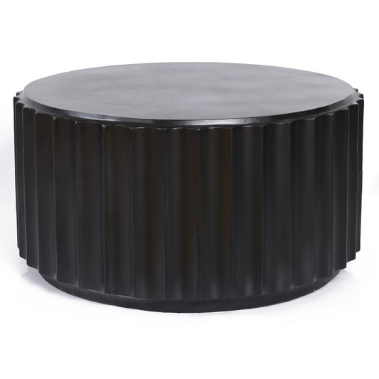 LuxenHome Black Cement Round Coffee Table - Stylish Outdoor and Indoor Furniture - Navarrete Furniture