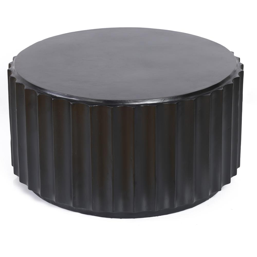 LuxenHome Black Cement Round Coffee Table - Stylish Outdoor and Indoor Furniture - Navarrete Furniture