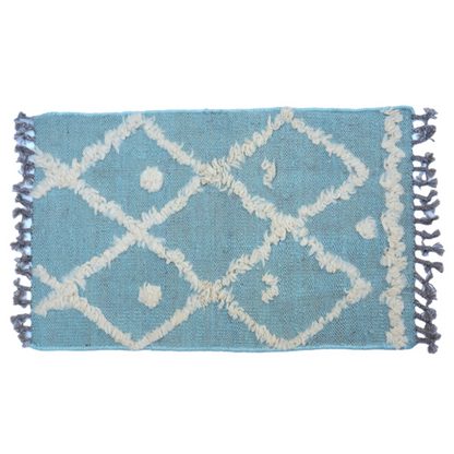 IKAT Greyish Teal Kilim Rug - Handmade Wool Rug for Stylish Interiors