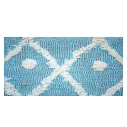 IKAT Greyish Teal Kilim Rug - Handmade Wool Rug for Stylish Interiors