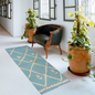 IKAT Greyish Teal Kilim Rug - Handmade Wool Rug for Stylish Interiors