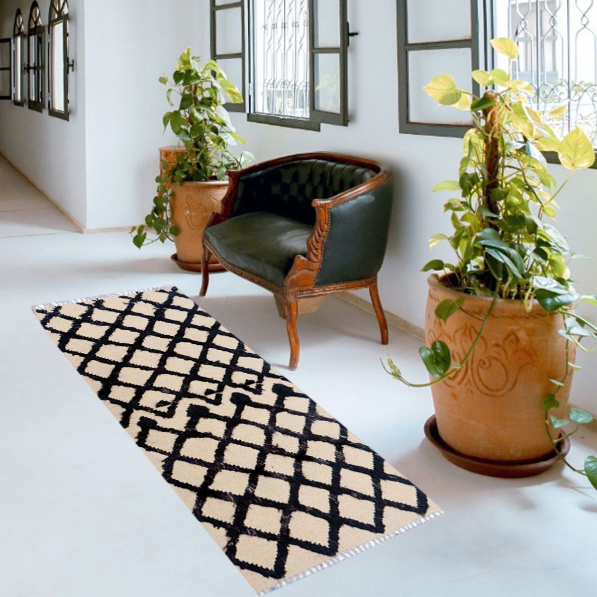 IKAT Scandinavian Moroccan Kilim Rug - Handmade, Colorful, and Attractive