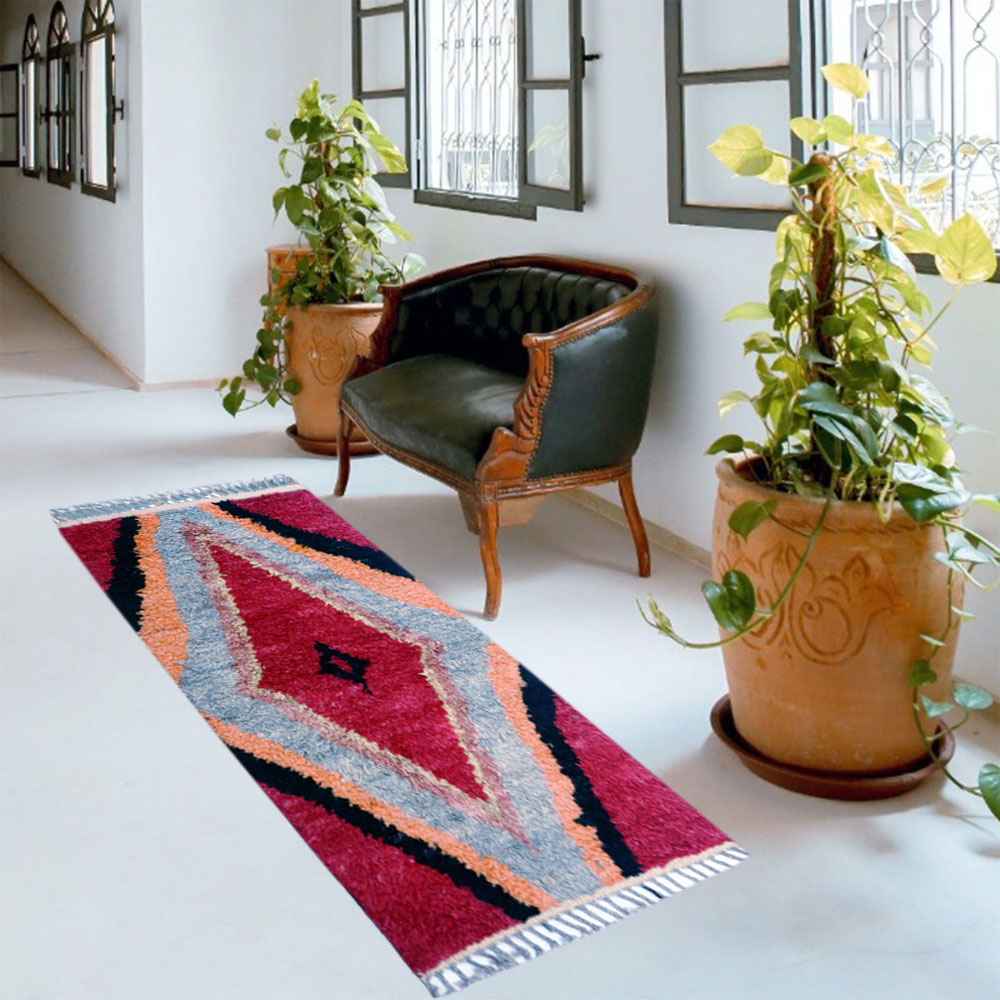 Berber Cornell Red Fluffy Soft Rug - Hand-Knotted Woolen Carpet for Stylish Interiors