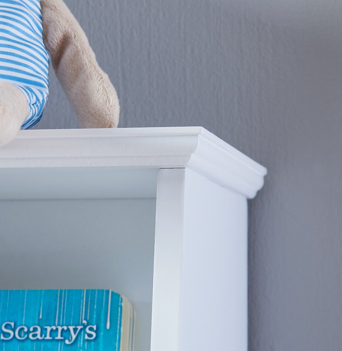 Tall White Bookcase with Toy Storage - Stylish, Functional, and Safe