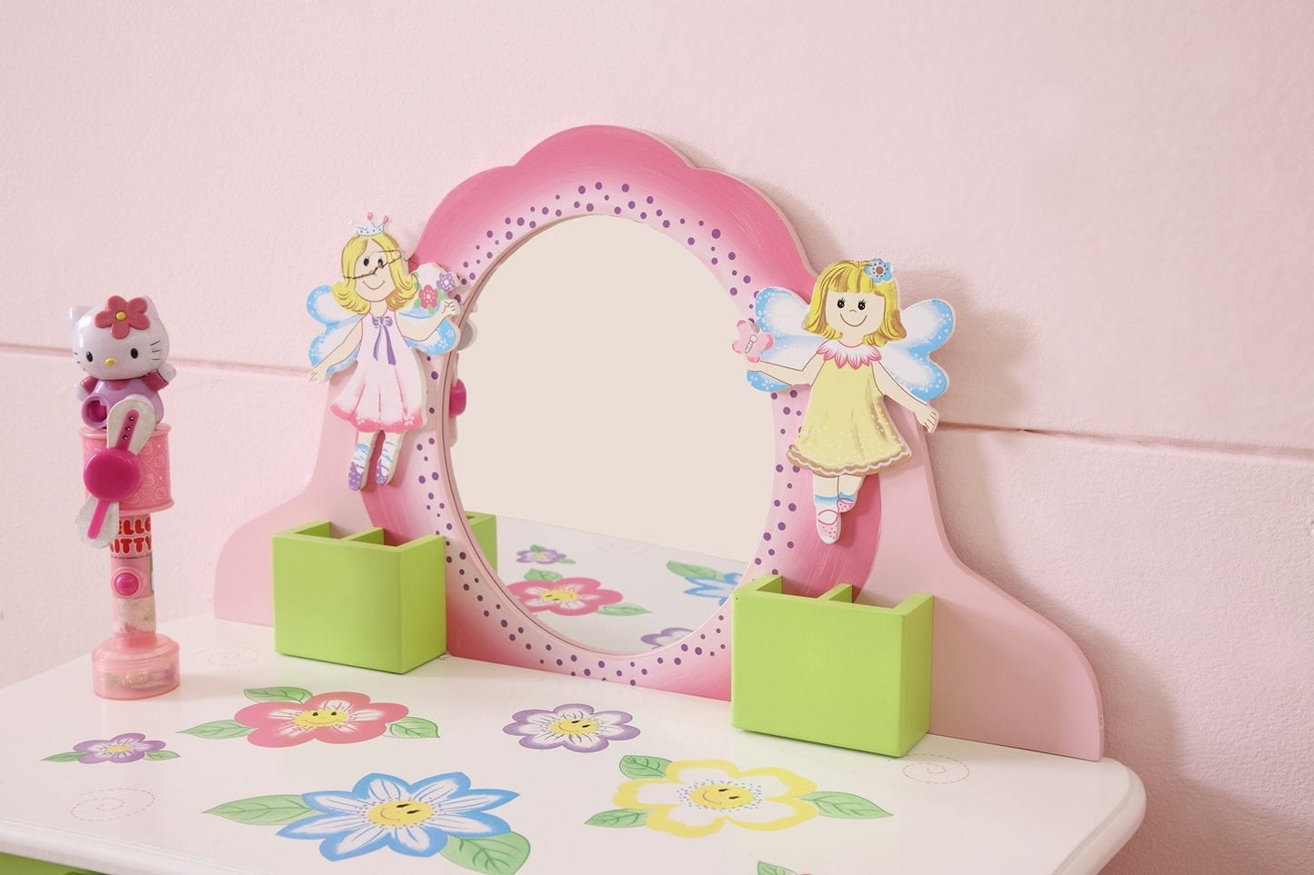 Charming Kids' Makeup Vanity, Mirror & Stool Set - Playful Elegance