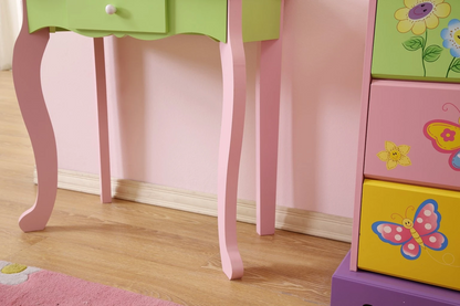 Charming Kids' Makeup Vanity, Mirror & Stool Set - Playful Elegance