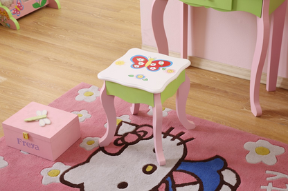 Charming Kids' Makeup Vanity, Mirror & Stool Set - Playful Elegance