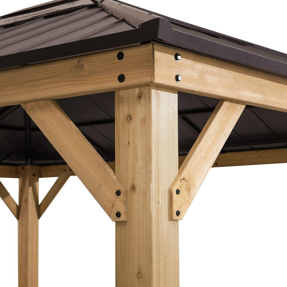 Outdoor Patio Cedar Framed Gazebo with Steel and Polycarbonate Hip Roof Hardtop - Create Your Outdoor Oasis