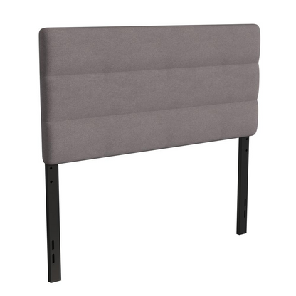 Paxton Full Channel Stitched Fabric Upholstered Headboard, Adjustable Height - Gray