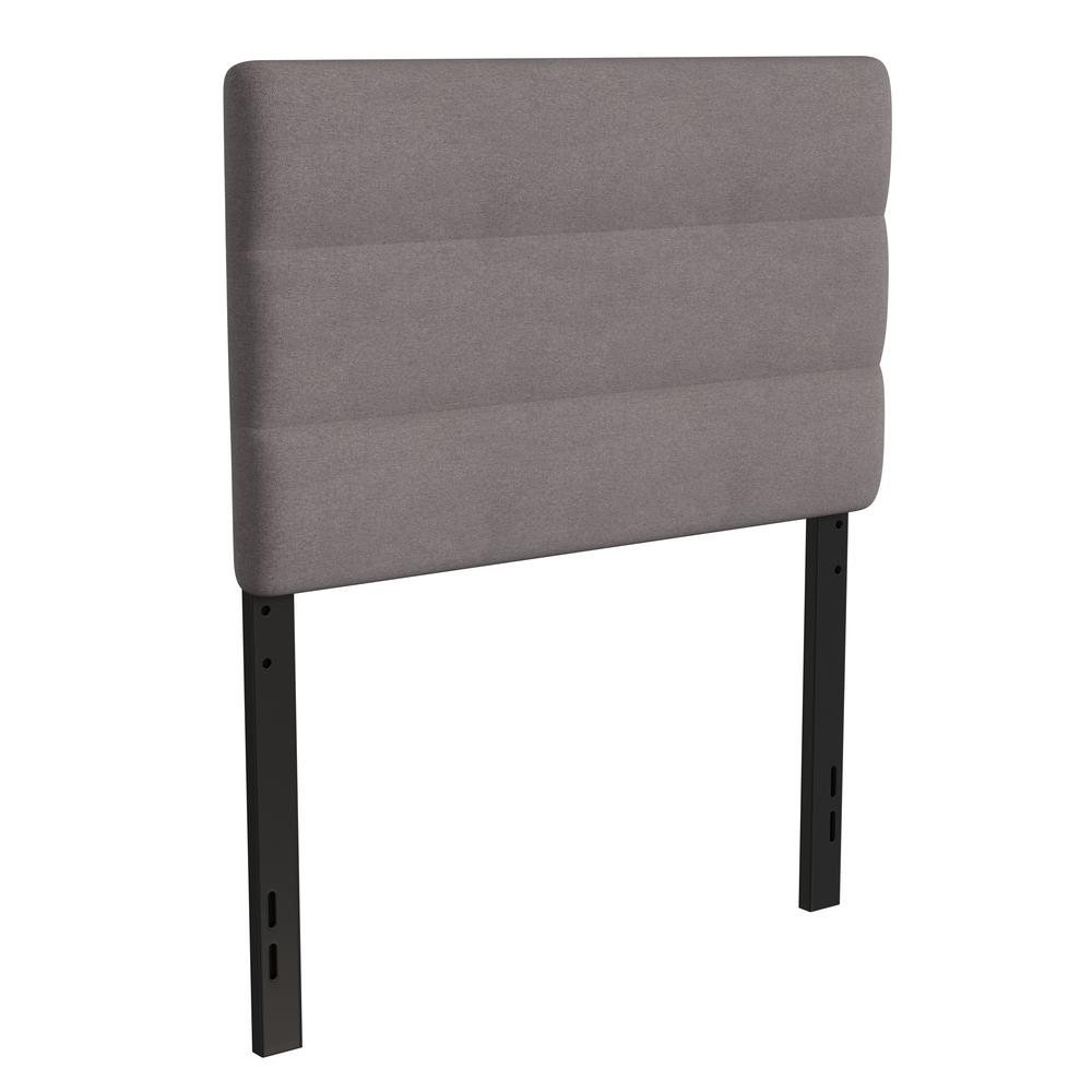 Paxton Twin Channel Stitched Fabric Upholstered Headboard - Adjustable Height, Gray