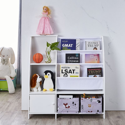 Modern White Magazine Bookshelf – Spacious Shelves, Sturdy Design, 27.6"