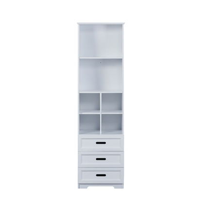 Tall White Bookcase with Toy Storage - Stylish, Functional, and Safe