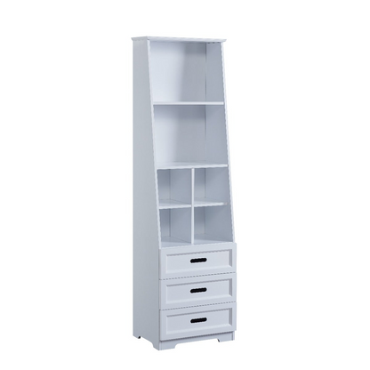 Tall White Bookcase with Toy Storage - Stylish, Functional, and Safe