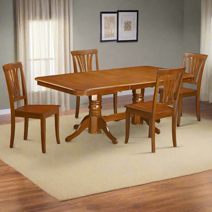 5 PC Dining Room Set with Butterfly Leaf Table & 4 Chairs, Black & Cherry