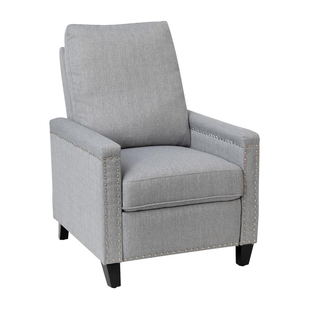 Carson Transitional Style Push Back Recliner Chair - Light Gray Fabric Upholstery