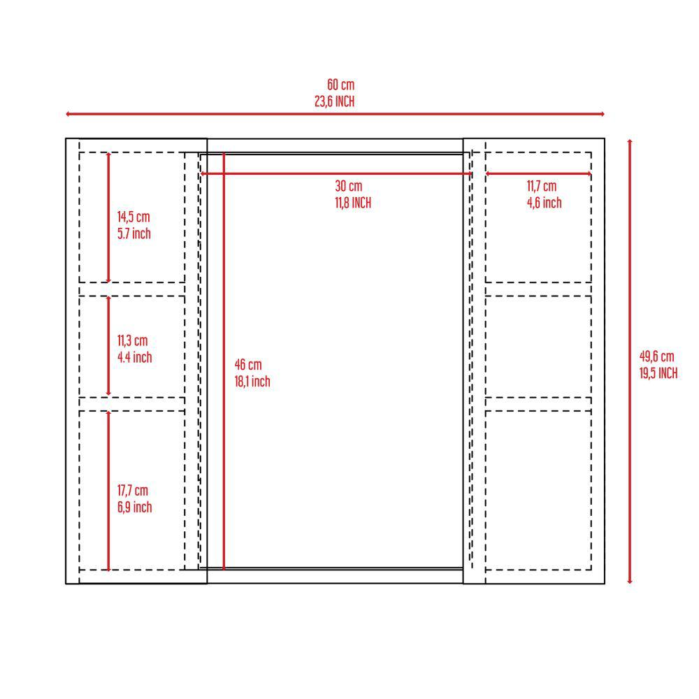 DEPOT E-SHOP Garnet Medicine Cabinet, Mirror, One External Shelf, Two-Door Cabinet-White, For Bathroom