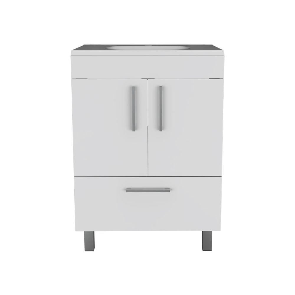 DEPOT E-SHOP Essential Single Bathroom Vanity - White | Bathroom Storage Cabinet