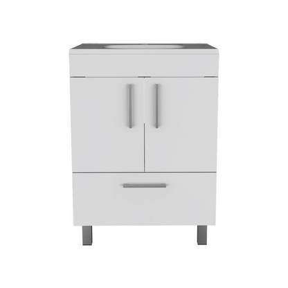 DEPOT E-SHOP Essential Single Bathroom Vanity - White | Bathroom Storage Cabinet