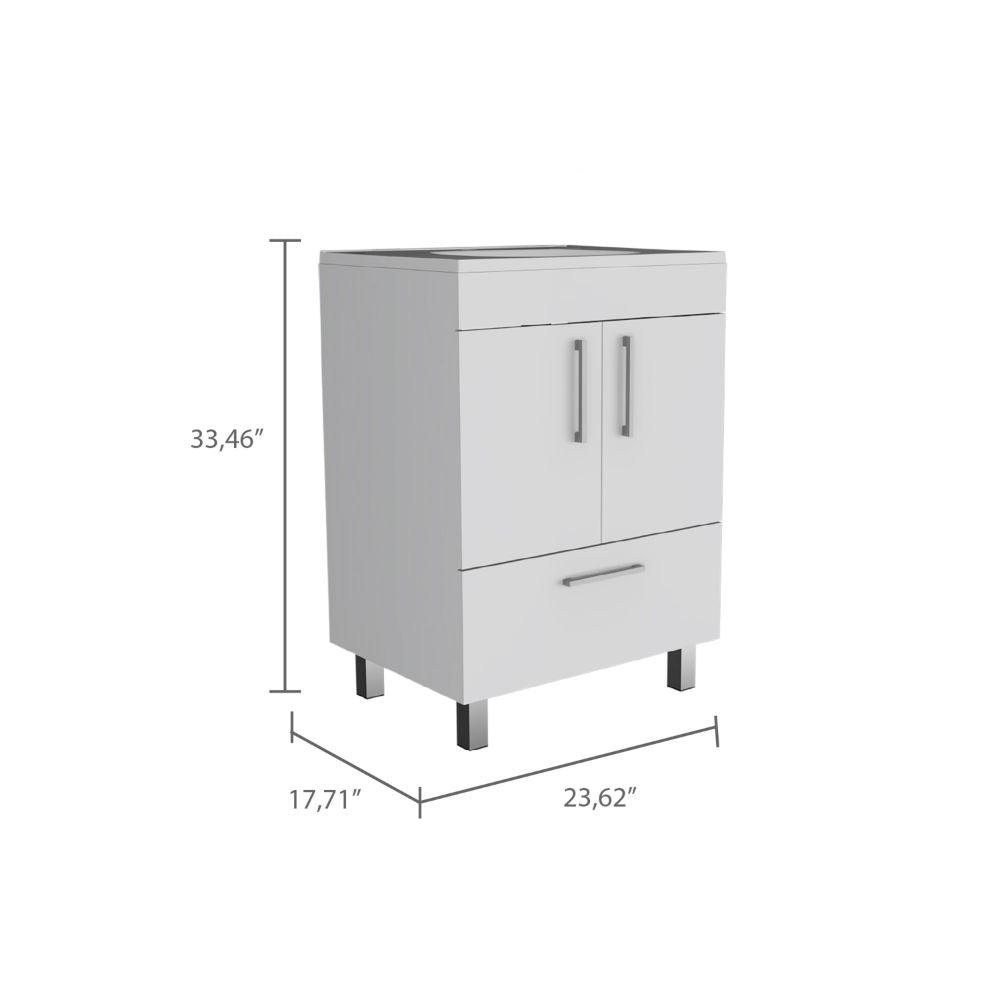 DEPOT E-SHOP Essential Single Bathroom Vanity - White | Bathroom Storage Cabinet