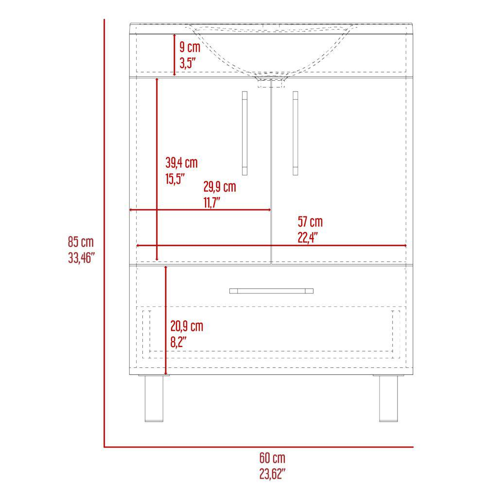 DEPOT E-SHOP Essential Single Bathroom Vanity - White | Bathroom Storage Cabinet